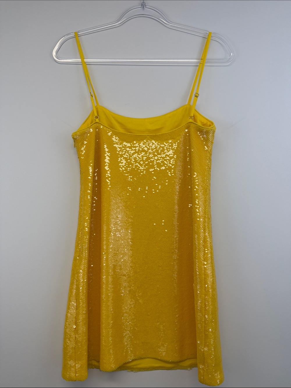 Susana Monaco Glow Up Yellow Sequin Strappy Mini Dress Size 4 - Picture 7 of 8